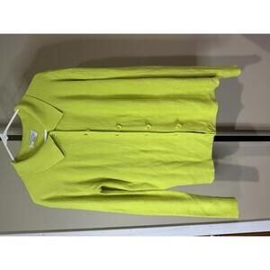 Emilia George Medium Maternity  Lime Green Ribbed Button-Up Cardigan Sweater